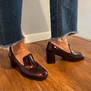 Aquatalia Leather Heeled Penny Loafers